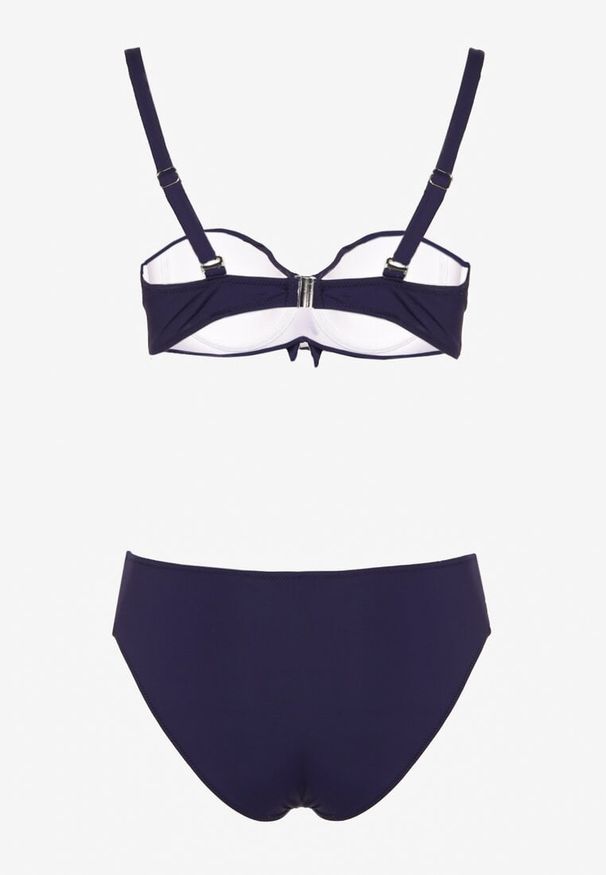 Renee - Granatowe Bikini Strój Kąpielowy Dwuczęściowy z Ozdobnym Marszczeniem Nariella. Kolor: niebieski