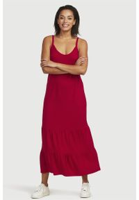 Cellbes - Długa sukienka z gniecionego dżerseju. Kolor: czerwony. Materiał: jersey. Długość rękawa: na ramiączkach. Styl: elegancki. Długość: maxi #2