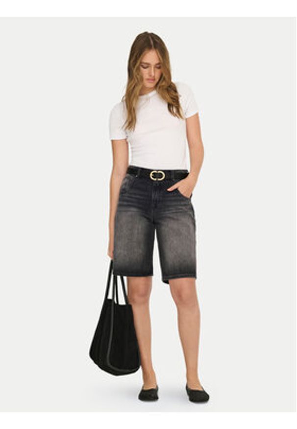 only - ONLY Szorty jeansowe Mate Reg 15340976 Czarny Regular Fit. Kolor: czarny. Materiał: bawełna, jeans