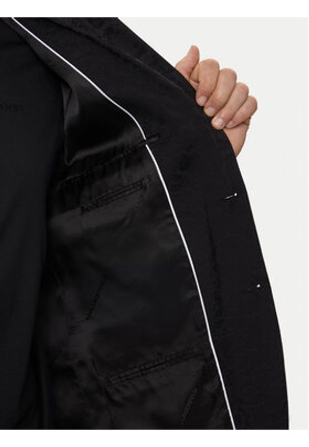 Karl Lagerfeld - KARL LAGERFELD Marynarka 155200-543003 Czarny Slim Fit. Typ kołnierza: dekolt w karo. Kolor: czarny. Materiał: wiskoza, syntetyk