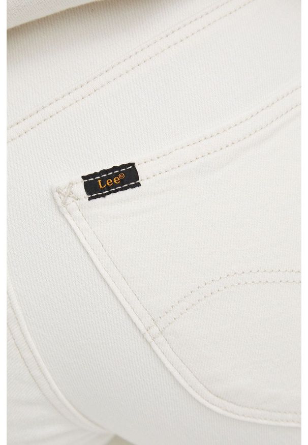 Lee jeansy MARION STRAIGHT ECRU damskie medium waist. Kolor: beżowy
