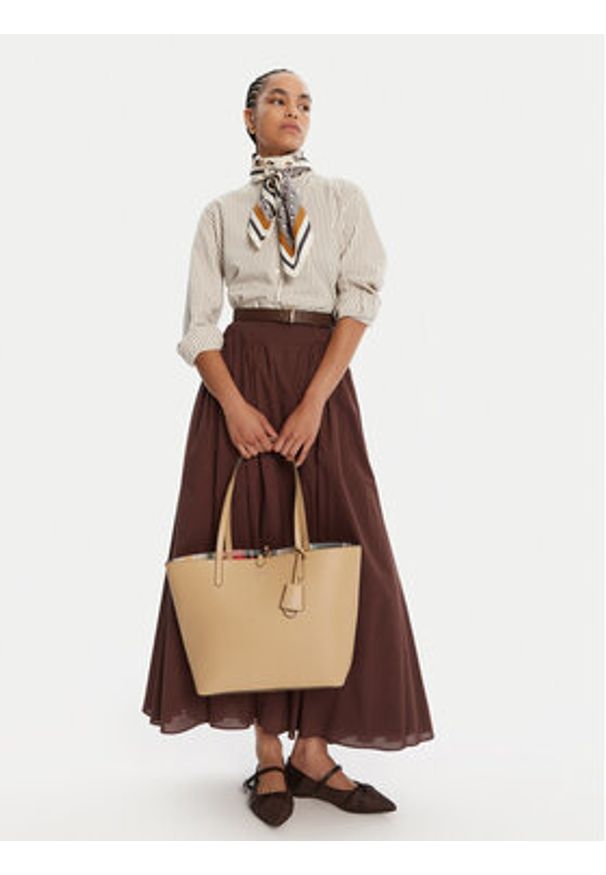 Lauren Ralph Lauren - LAUREN RALPH LAUREN Torebka 431795329071 Beżowy. Kolor: beżowy. Materiał: skórzane
