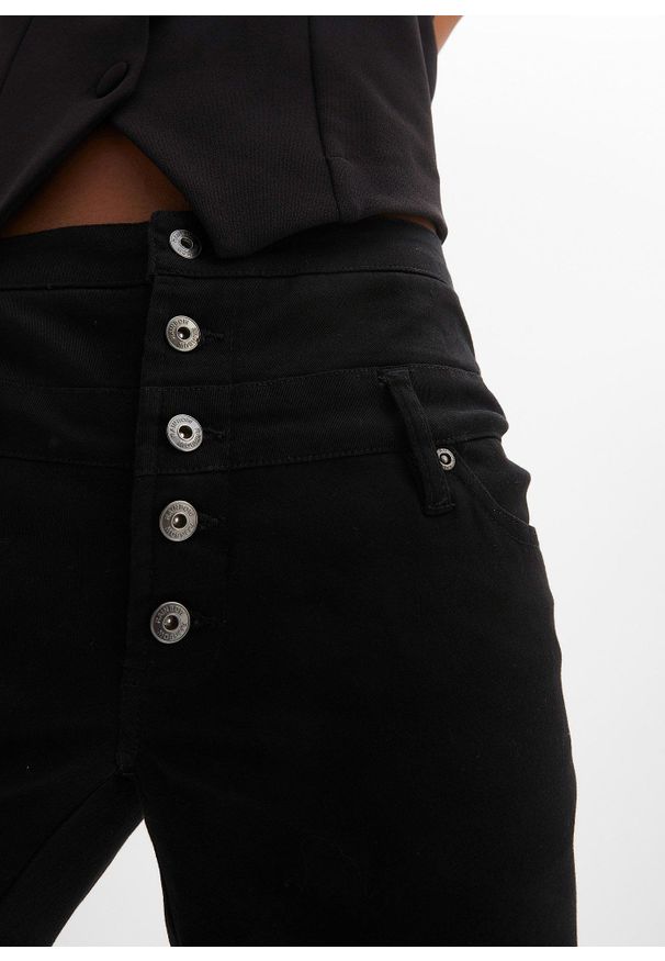 bonprix - Bermudy z elastycznej mieszanki bawełny. Kolor: czarny. Materiał: bawełna