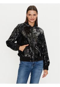 Guess Kurtka bomber W4YL12 WGAH0 Czarny Regular Fit. Kolor: czarny. Materiał: syntetyk