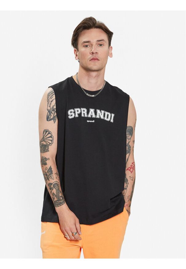 Sprandi Tank top SP3-TPM012 Czarny Regular Fit. Kolor: czarny. Materiał: bawełna