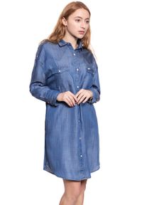 Lee - DAMSKA SUKIENKA LEE SHIRT DRESS BLEACHED DENIM L50UKRES. Okazja: na co dzień. Kolor: niebieski. Materiał: denim. Styl: casual #10