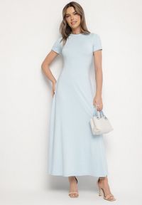 Born2be - Jasnoniebieska Sukienka o Taliowanym Kroju z Krótkim Rękawem Liravise. Okazja: na co dzień. Kolor: niebieski. Długość rękawa: krótki rękaw. Sezon: wiosna, lato. Typ sukienki: rozkloszowane. Styl: klasyczny, casual, elegancki #5