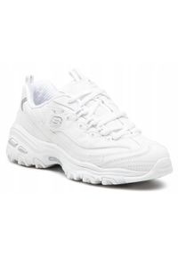 skechers - Buty damskie Skechers D'LITES 11949-WSL białe sneakersy sportowe skóra 35,5. Kolor: biały. Materiał: skóra. Model: Skechers Sport. Sport: turystyka piesza