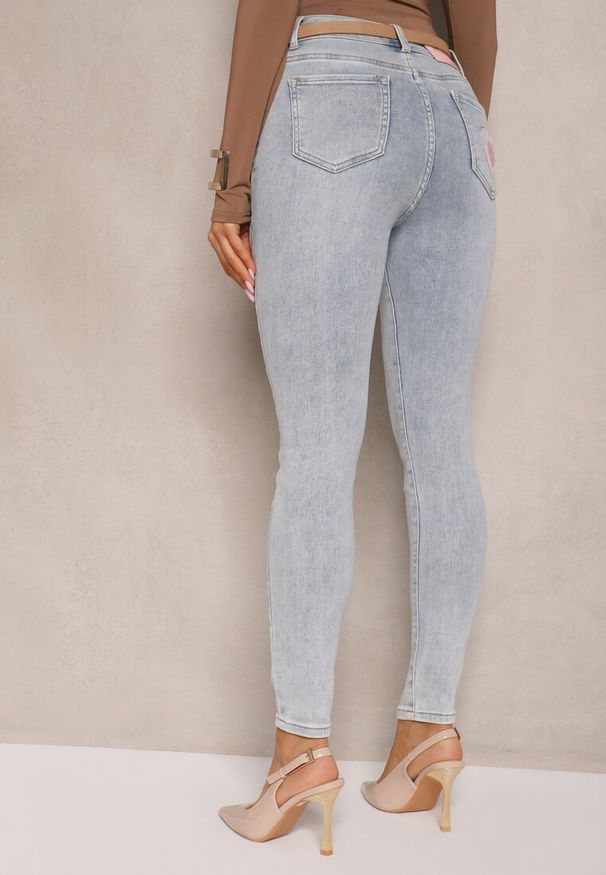 Renee - Niebieskie Jeansy z Bawełną Skinny High Waist Marino. Okazja: na co dzień. Stan: podwyższony. Kolor: niebieski. Styl: casual, elegancki