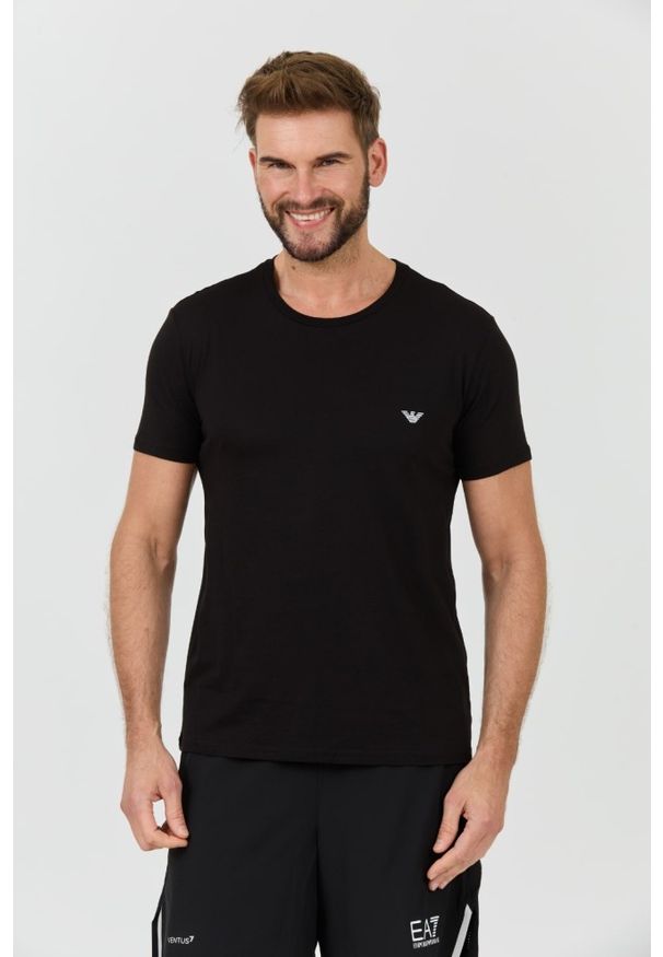 Emporio Armani - EMPORIO ARMANI Czarny męski t-shirt basique, Rozmiar XXL. Kolor: czarny