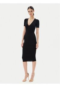 Elisabetta Franchi Sukienka dzianinowa AM-53S-51E2 Czarny Slim Fit. Kolor: czarny. Materiał: wiskoza