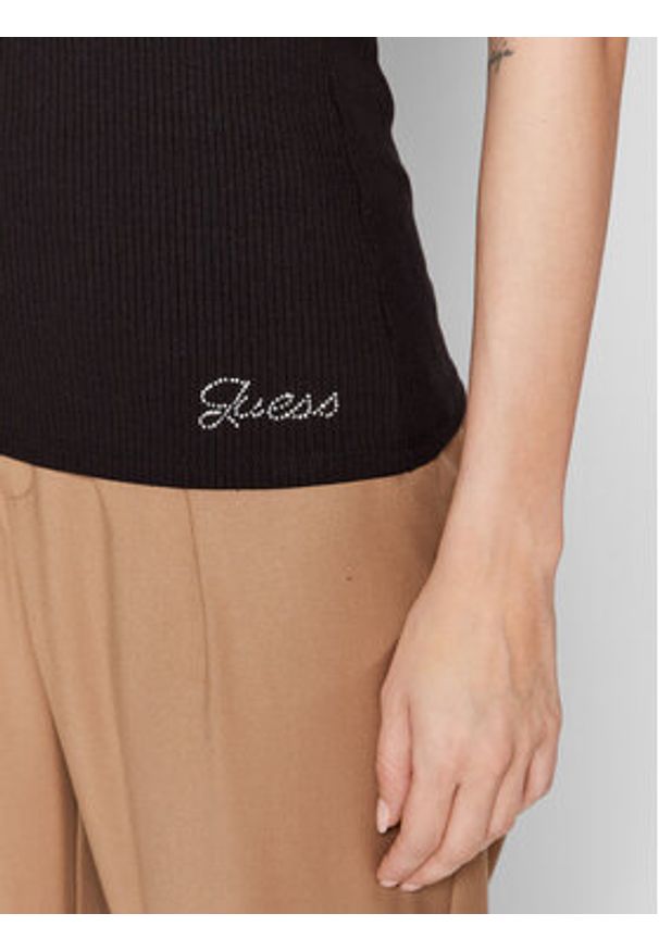 Guess Bluzka W2YP24 KBCO2 Czarny Slim Fit. Kolor: czarny. Materiał: wiskoza