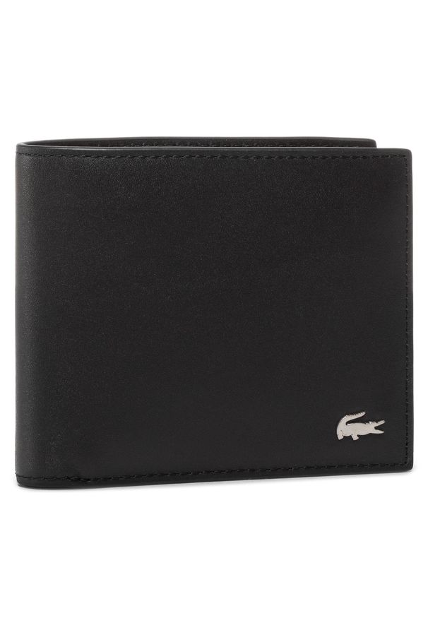 Duży Portfel Męski Lacoste - Small Billfold NH1115FG Black 000. Kolor: czarny. Materiał: skóra