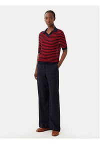 TOMMY HILFIGER - Tommy Hilfiger Polo Pointelle WW0WW50060 Czerwony Regular Fit. Typ kołnierza: polo. Kolor: czerwony. Materiał: syntetyk #4