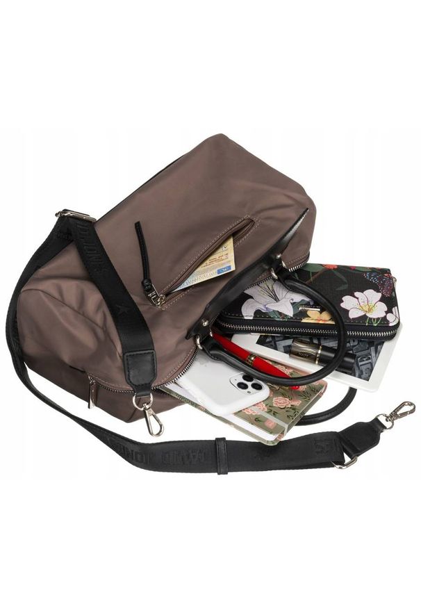 DAVID JONES - Bagietka khaki David Jones [DH] 6702-6. Kolor: brązowy. Wzór: aplikacja, gładki