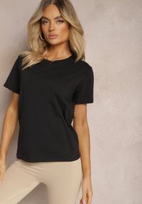 Renee - Czarna Koszulka T-shirt z Bawełny Radovida. Okazja: na co dzień. Kolor: czarny. Materiał: bawełna. Styl: casual, elegancki