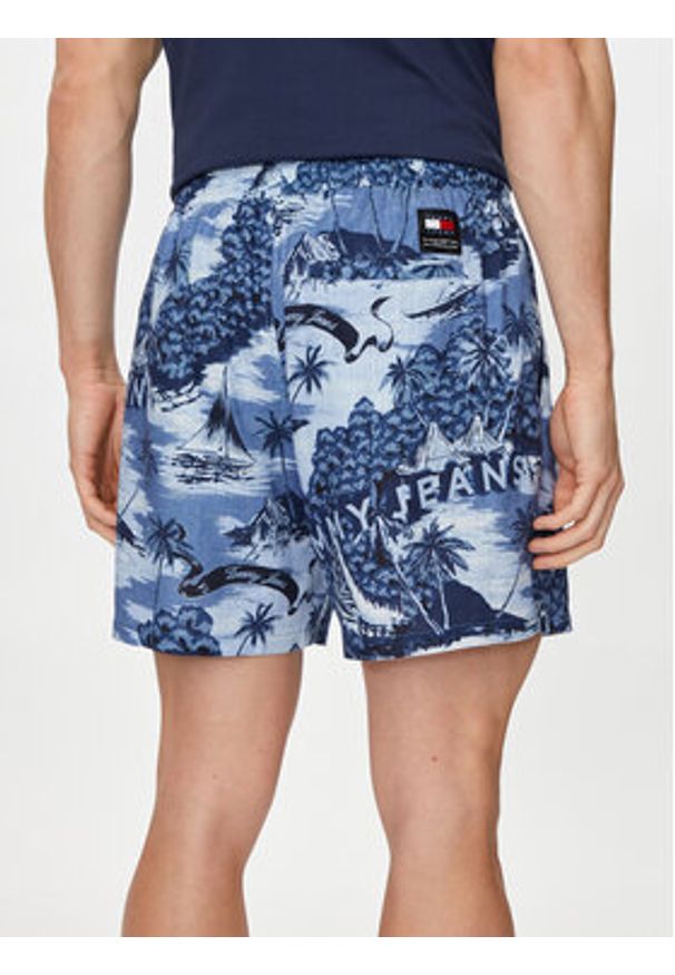 Tommy Jeans Szorty materiałowe Hawaiian DM0DM18807 Niebieski Regular Fit. Kolor: niebieski. Materiał: len