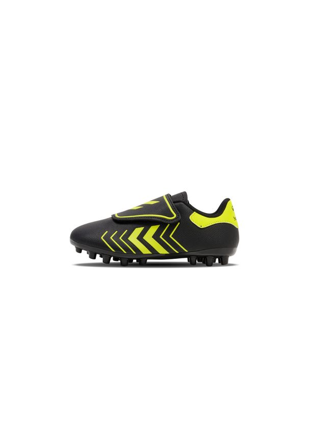 Hummel - Dzieci Buty Fitness Sportowe HUMMEL Hattrick Mg, Czarny. Zapięcie: rzepy. Kolor: czarny, żółty, wielokolorowy. Sport: fitness, koszykówka