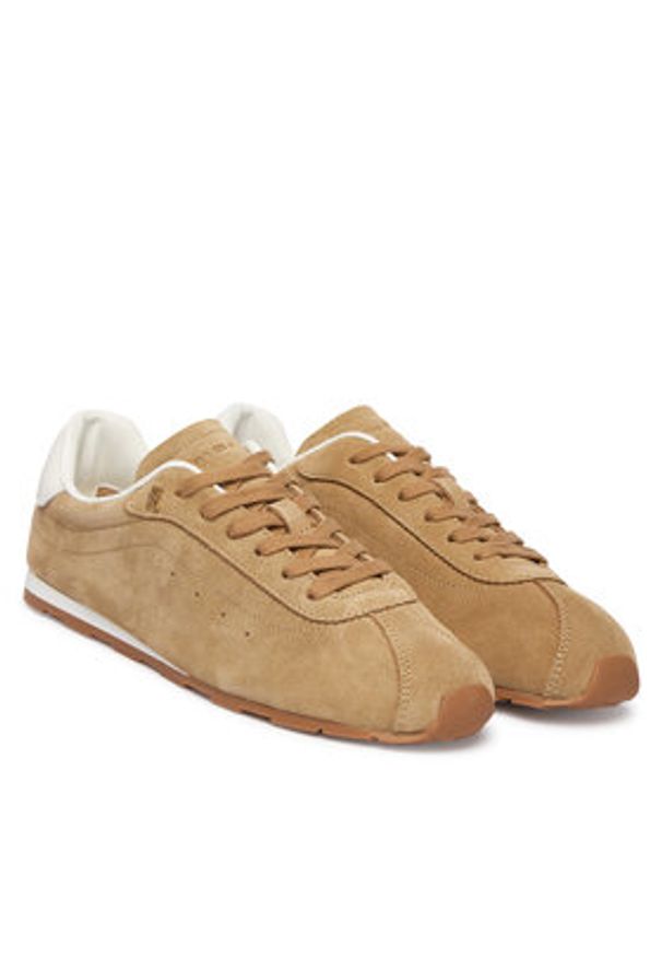 TOMMY HILFIGER - Tommy Hilfiger Sneakersy Th Bella Low Runner Suede FW0FW09189 Beżowy. Kolor: beżowy. Materiał: skóra, zamsz