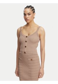 Guess Top W5YR10 Z0130 Brązowy Regular Fit. Kolor: brązowy. Materiał: syntetyk #1
