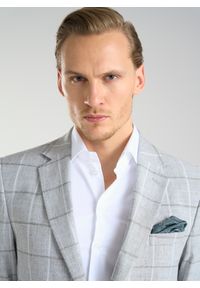 Pako Lorente - PAKO LORENTE – Jasnoszara marynarka męska w kratkę. Okazja: na co dzień. Kolor: szary. Wzór: kratka. Styl: sportowy, elegancki, casual #9