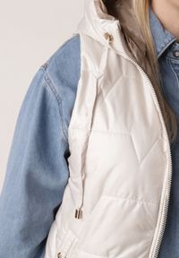 Born2be - Jasnoszara Kamizelka z Nieodpinanym Kapturem i Geometrycznym Pikowaniem Kalousa. Okazja: na co dzień. Kolor: szary. Materiał: jeans, dresówka. Długość rękawa: długi rękaw. Wzór: geometria. Styl: casual, klasyczny #3