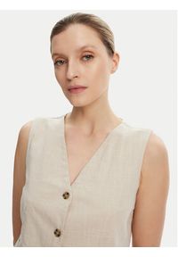 Vero Moda Kamizelka Caia 10333795 Beżowy Regular Fit. Kolor: beżowy. Materiał: bawełna #5