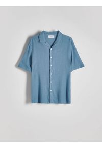 Reserved - Koszula comfort z wiskozą - granatowy. Kolor: niebieski. Materiał: wiskoza
