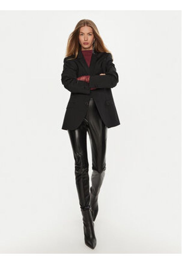 Patrizia Pepe Spodnie z imitacji skóry 8P0624/E005-K103 Czarny Regular Fit. Kolor: czarny. Materiał: skóra