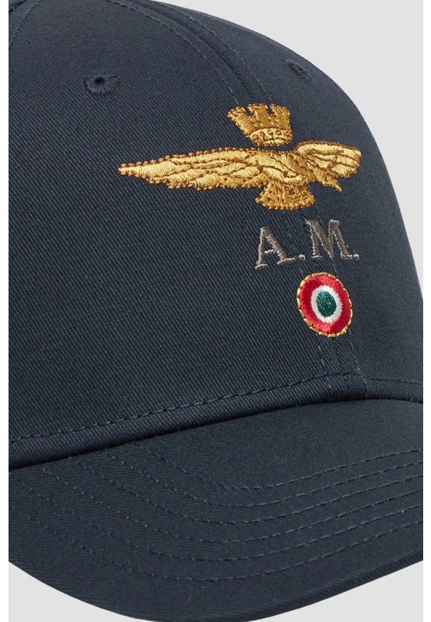 Aeronautica Militare - AERONAUTICA MILITARE Granatowa męska czapka z daszkiem. Kolor: niebieski. Styl: casual, klasyczny, elegancki