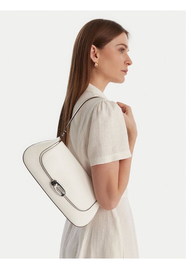 Calvin Klein Torebka Hardware Flap Shoulder Bag LV04F3146G Biały. Kolor: biały. Materiał: skórzane