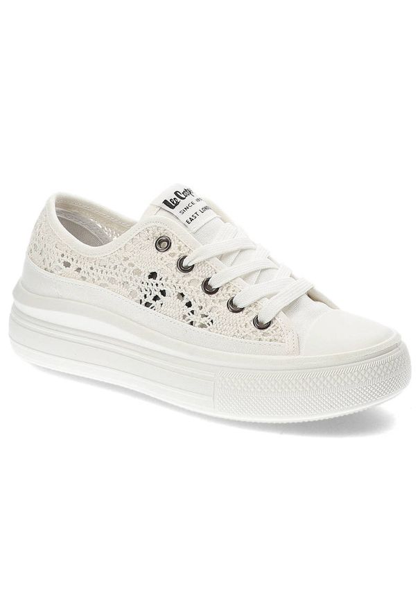 Białe Trampki Lee Cooper Damskie Buty Na Platformie. Okazja: na co dzień, na spacer. Kolor: biały. Materiał: materiał. Obcas: na platformie. Styl: casual