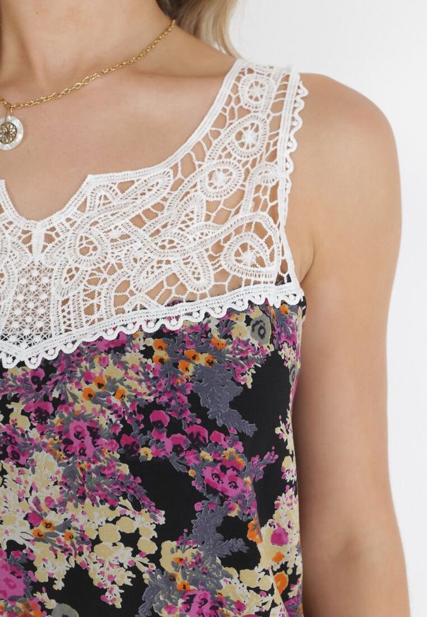 Born2be - Czarno-Fioletowy Komplet Assuage. Kolor: czarny. Materiał: wiskoza, koronka