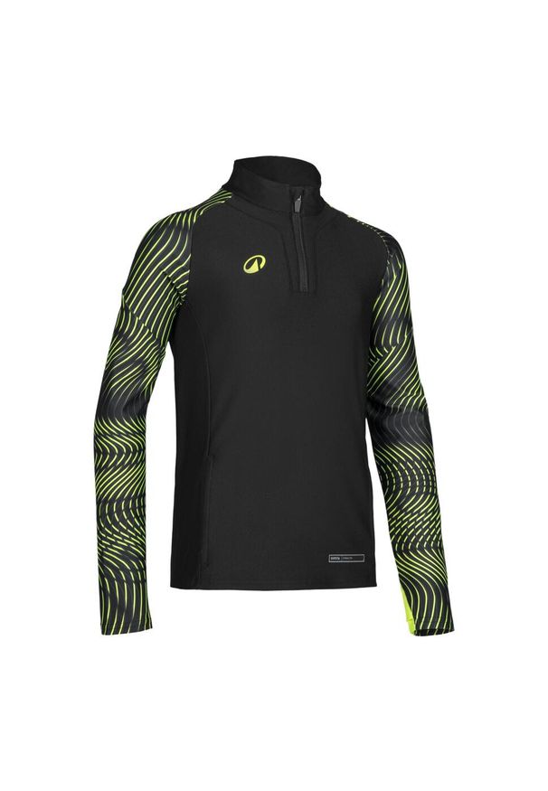 KIPSTA - Bluza piłkarska na krótki suwak dla dzieci Kipsta Viralto Wavy Club. Kolor: czarny. Materiał: materiał, poliester, elastan. Długość: krótkie. Sport: piłka nożna
