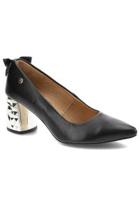 Czarne Czółenka Maciejka Damskie Eleganckie Buty. Zapięcie: bez zapięcia. Kolor: czarny. Materiał: skóra. Szerokość cholewki: normalna. Obcas: na obcasie. Styl: elegancki. Wysokość obcasa: średni #1