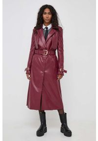 BARDOT - Bardot płaszcz damski kolor bordowy przejściowy. Okazja: na co dzień. Kolor: czerwony. Styl: casual #1