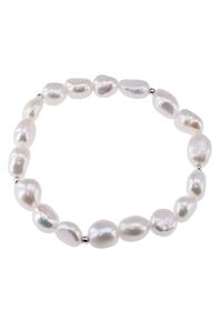 Inaya - CRISTA Bransoletka białe naturalne perły nieregularne na gumce. Materiał: srebrne. Kolor: biały. Wzór: aplikacja. Kamień szlachetny: perła