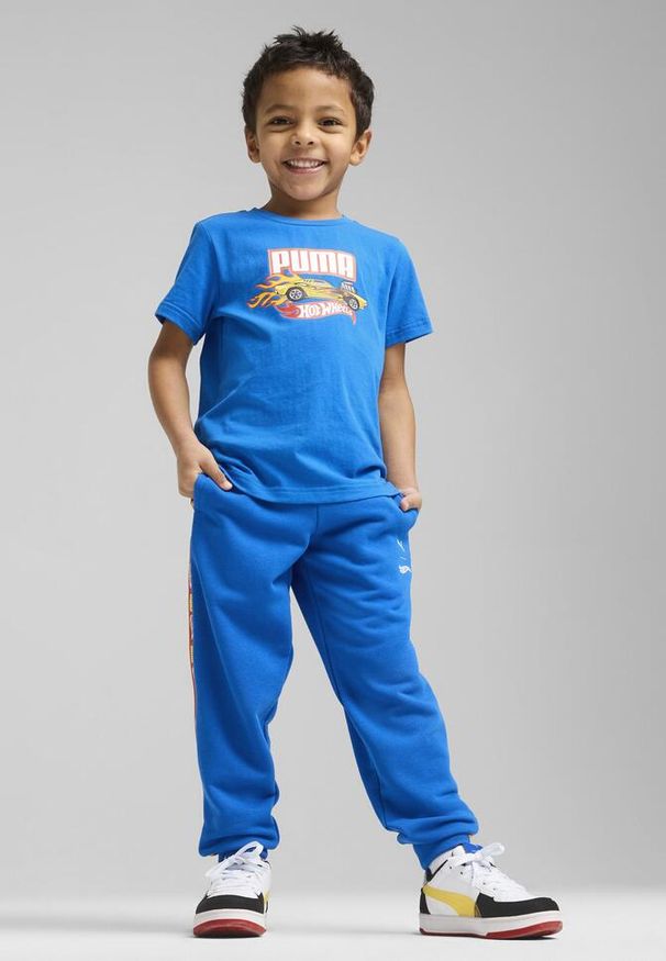 Puma - Dziecięca koszulka PUMA × HOT WHEELS™ z grafiką PUMA Team Royal Blue. Kolor: niebieski. Wzór: napisy, nadruk