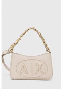 Armani Exchange torebka kolor beżowy. Kolor: beżowy. Rodzaj torebki: na ramię #1