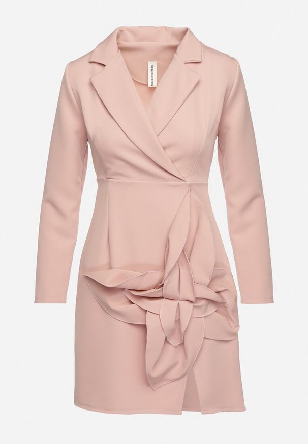 Born2be - Różowa Marynarkowa Sukienka Mini z Kopertową Górą Nivrade. Kolor: różowy. Typ sukienki: kopertowe. Długość: mini