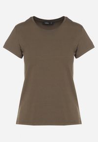 Born2be - Ciemnozielony Bawełniany Klasyczny T-shirt Lunolia. Okazja: na co dzień. Kolor: zielony. Materiał: bawełna. Wzór: gładki. Styl: klasyczny #5