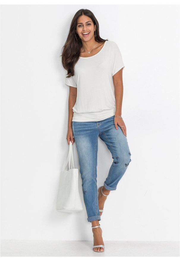 bonprix - T-shirt z miękkiej mieszanki wiskozy. Kolor: biały. Materiał: wiskoza