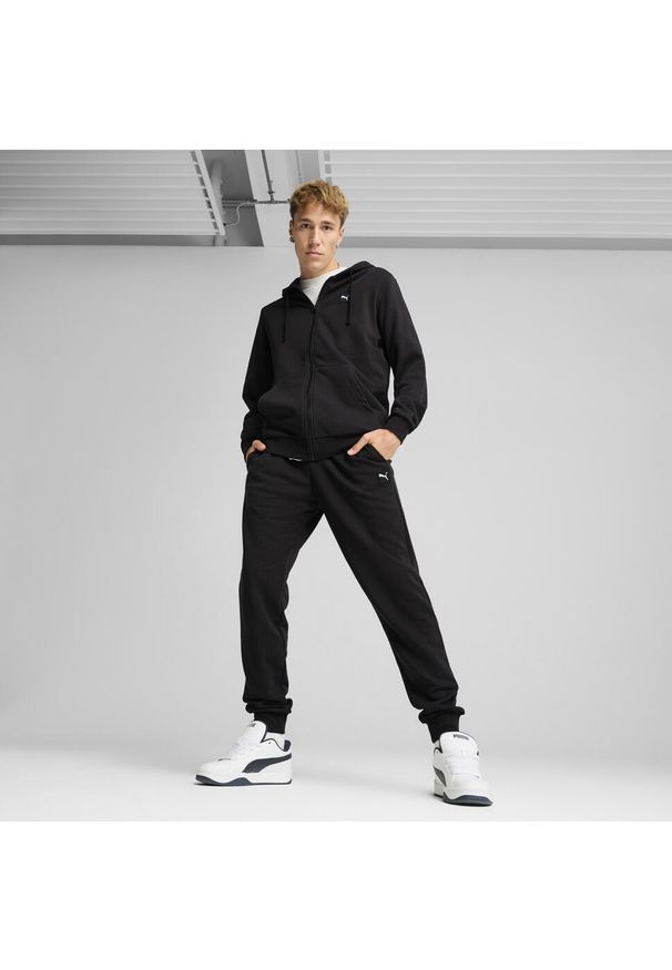 Puma - Męskie dres z kapturem PUMA Black. Kolor: czarny, brązowy, zielony, wielokolorowy. Materiał: dresówka. Wzór: haft, aplikacja