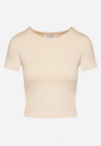 Born2be - Jasnobeżowy T-shirt Krótki z Wiskozą Eframera. Kolor: beżowy. Materiał: wiskoza. Długość: krótkie. Sezon: lato. Styl: klasyczny