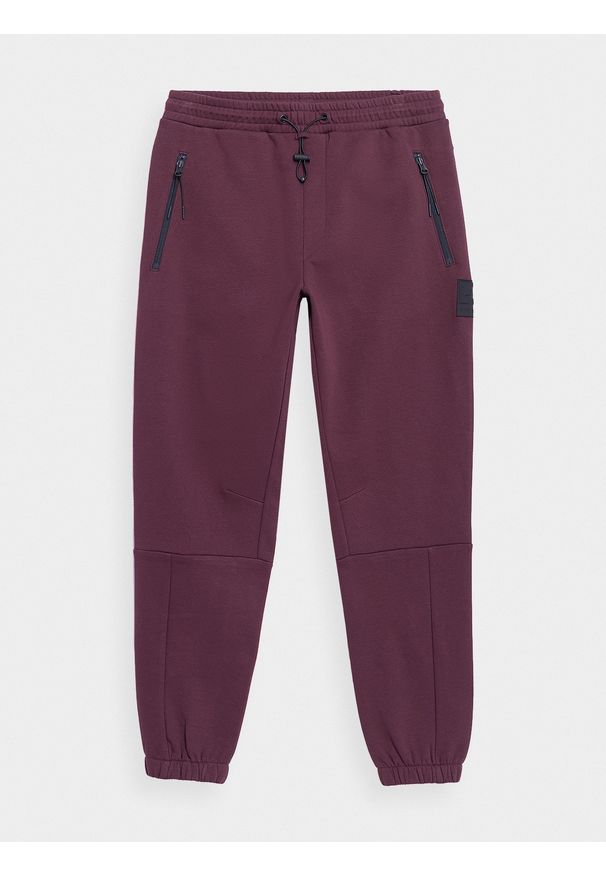 4f - Spodnie dresowe joggery męskie. Kolor: czerwony. Materiał: dresówka. Wzór: gładki