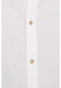 Premium by Jack&Jones koszula z domieszką lnu męska kolor biały slim z kołnierzykiem klasycznym. Typ kołnierza: kołnierzyk klasyczny. Kolor: biały. Materiał: len. Długość rękawa: długi rękaw. Długość: długie. Styl: klasyczny #5