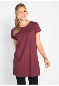 bonprix - Długi T-shirt z czystej bawełny. Kolor: czerwony. Materiał: bawełna. Długość rękawa: krótki rękaw. Długość: krótkie, długie #1