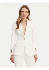 Elisabetta Franchi Marynarka GI-144-51E2-V560 Biały Regular Fit. Kolor: biały. Materiał: syntetyk