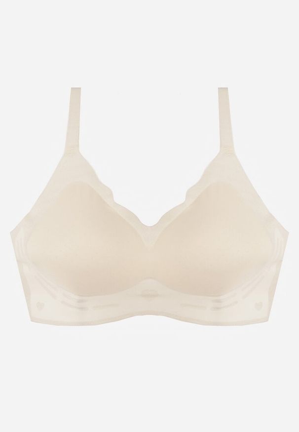 Renee - Jasnobeżowy Bezszwowy Biustonosz z Usztywnieniem Bez Fiszbin Zeritha. Kolor: beżowy. Materiał: tkanina