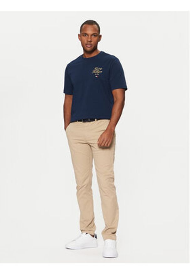 TOMMY HILFIGER - Tommy Hilfiger T-Shirt MW0MW38334 Granatowy Regular Fit. Kolor: niebieski. Materiał: bawełna